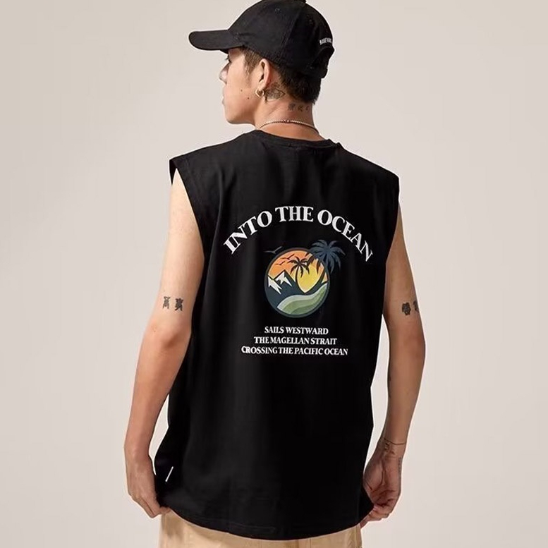 YIPINYOUYOU  2023 ผู้ชายใหม่ผ้าฝ้ายแขนกุดเสื้อยืดแฟชั่นหลวมผู้ชายเสื้อกั๊กเสื้อยืดวันหยุดชายหาด - รูปที่ 5