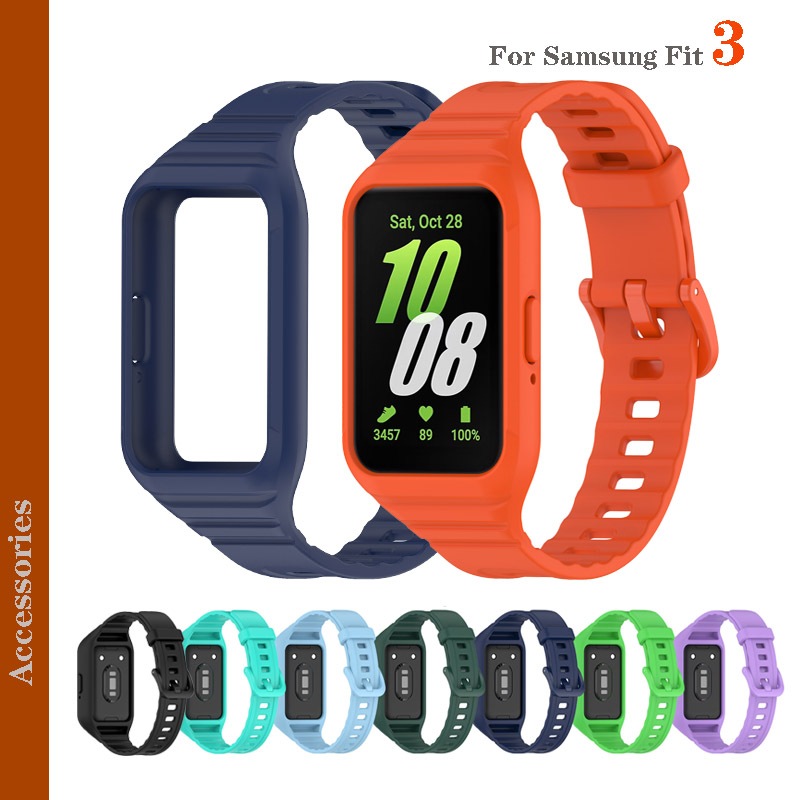 สายนาฬิกาข้อมือซิลิโคน สําหรับ Samsung Galaxy Fit 3 SmartWatch WristBand Samsung Fit3 Band + เคสป้องกัน