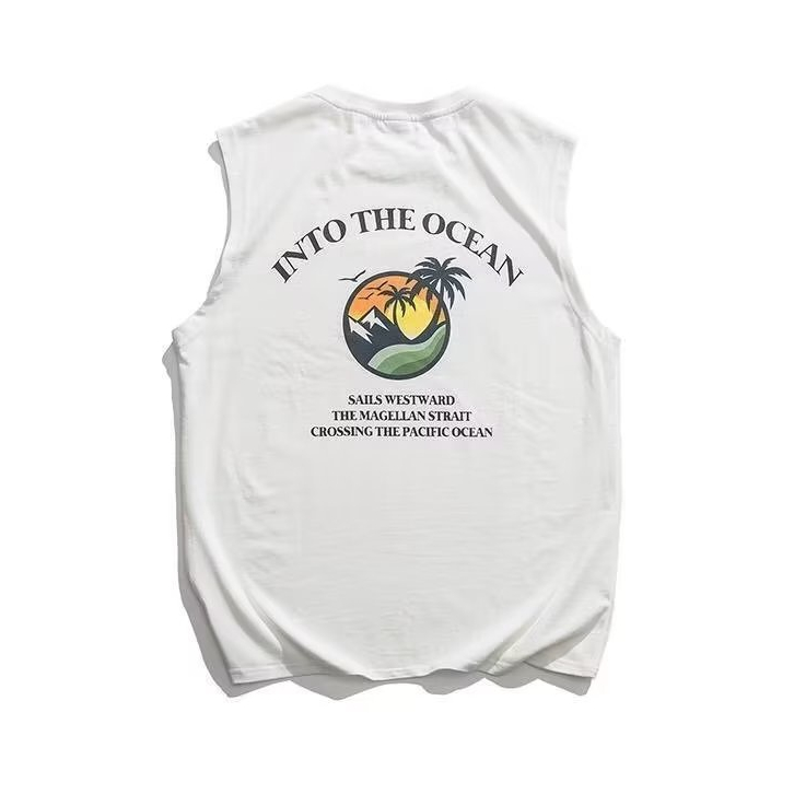 YIPINYOUYOU  2023 ผู้ชายใหม่ผ้าฝ้ายแขนกุดเสื้อยืดแฟชั่นหลวมผู้ชายเสื้อกั๊กเสื้อยืดวันหยุดชายหาด - รูปที่ 6