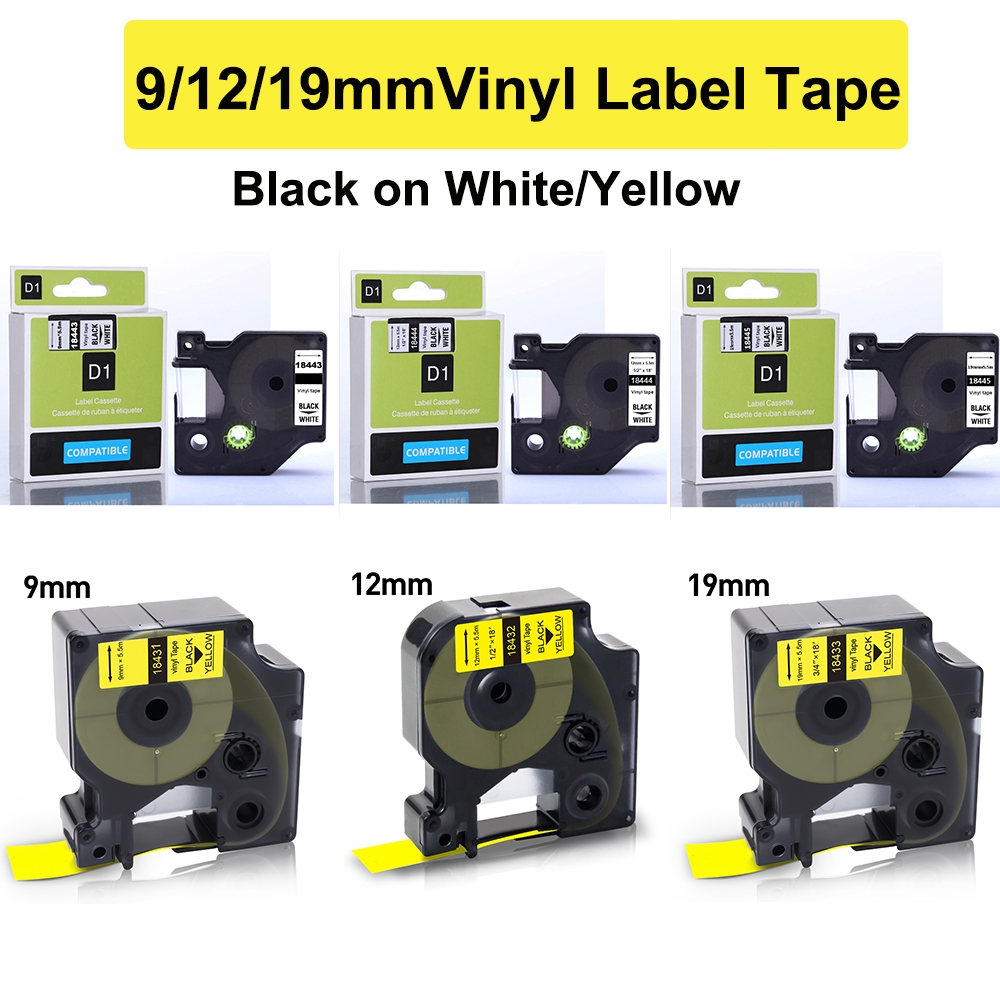 เทปฉลากไวนิล 18444 18431 18443 สําหรับ Dymo Rhino Label Tape Vinyl Industrial Tape 18432 18432 18445