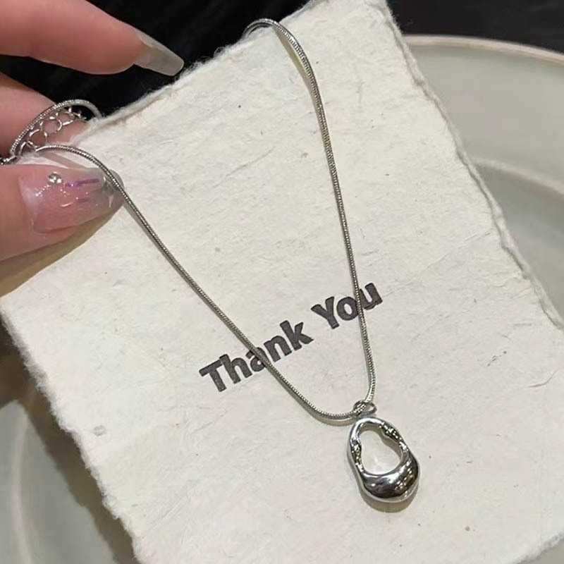 สร้อยคอโซ่ เหล็กไทเทเนียม จี้รูปหยดน้ํา เรขาคณิต กลวง เรียบง่าย สําหรับผู้หญิง - รูปที่ 7