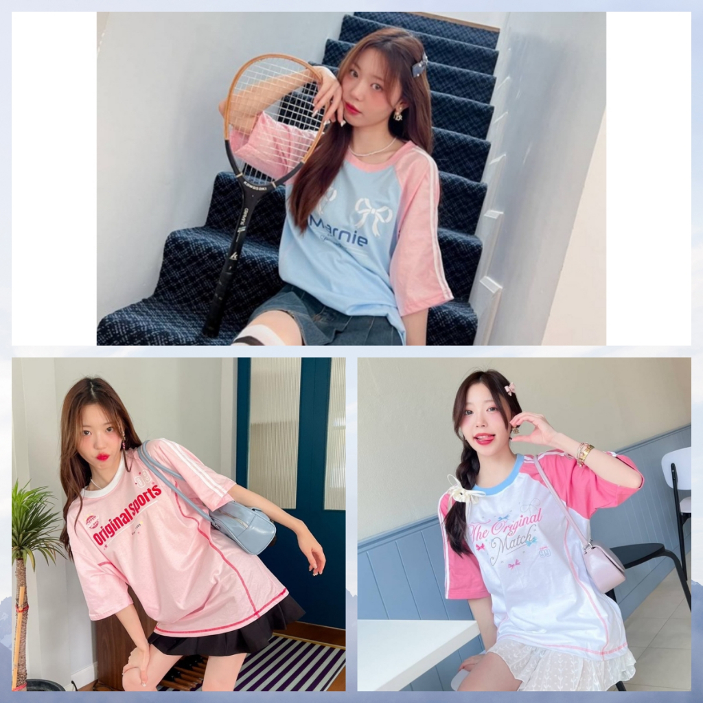 หมายเลขคอกลม เสื้อยืดโพลีเอสเตอร์ พิมพ์ลาย 9 Jersey Sweet Girly สไตล์โมเดิร์นเสื้อผ้าแฟชั่นผู้หญิง