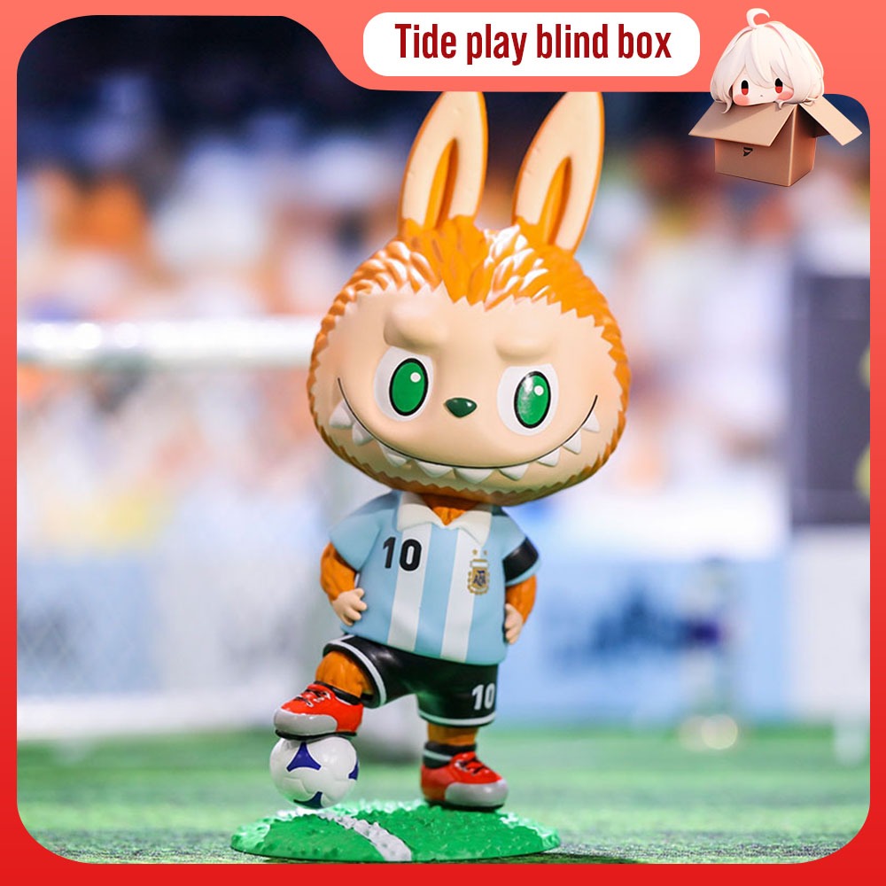 Labubu Argentina กล่องสุ่ม รูปฟุตบอล POPMART Bubble Matabab ของเล่นสําหรับเด็กผู้ชาย