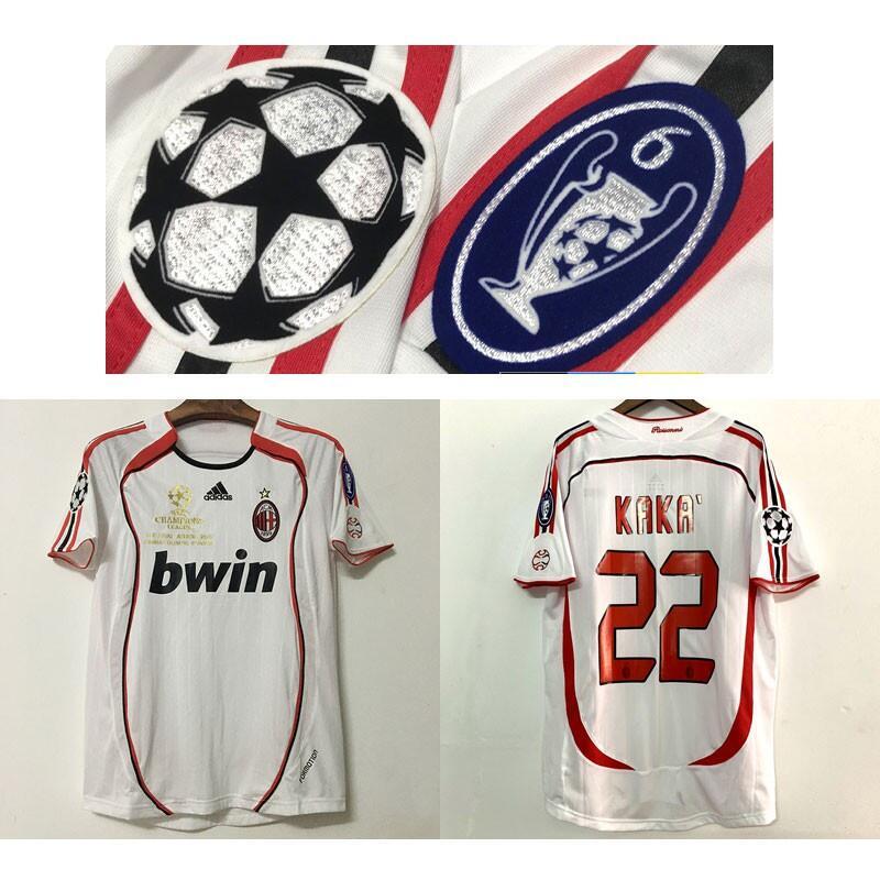 เสื้อกีฬาแขนสั้น ลายทีมชาติฟุตบอล Ac Milan 2006-2007 ชุดเยือน สีขาว ไซซ์ S-XXL 22