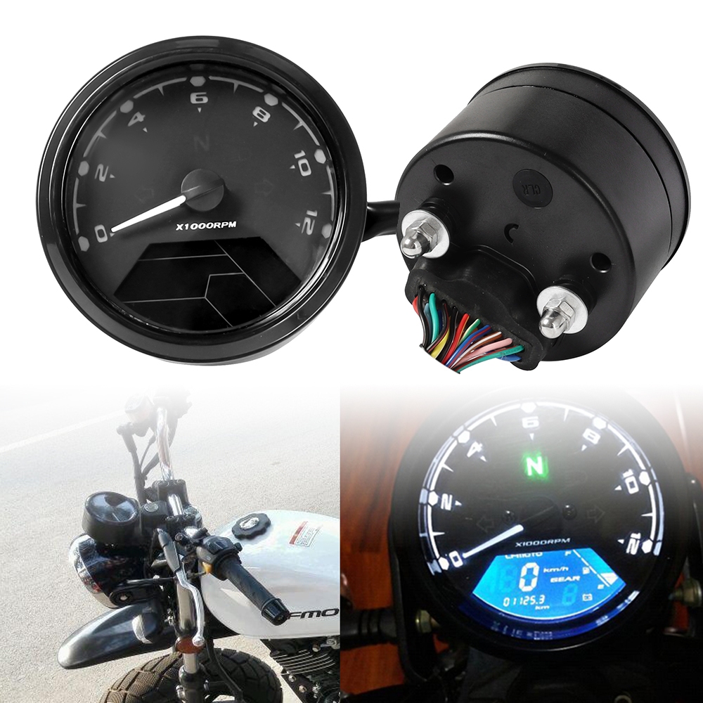 เครื่องวัดความเร็วรอบเครื่องยนต์ หน้าจอ LCD ดิจิทัล สําหรับรถจักรยานยนต์