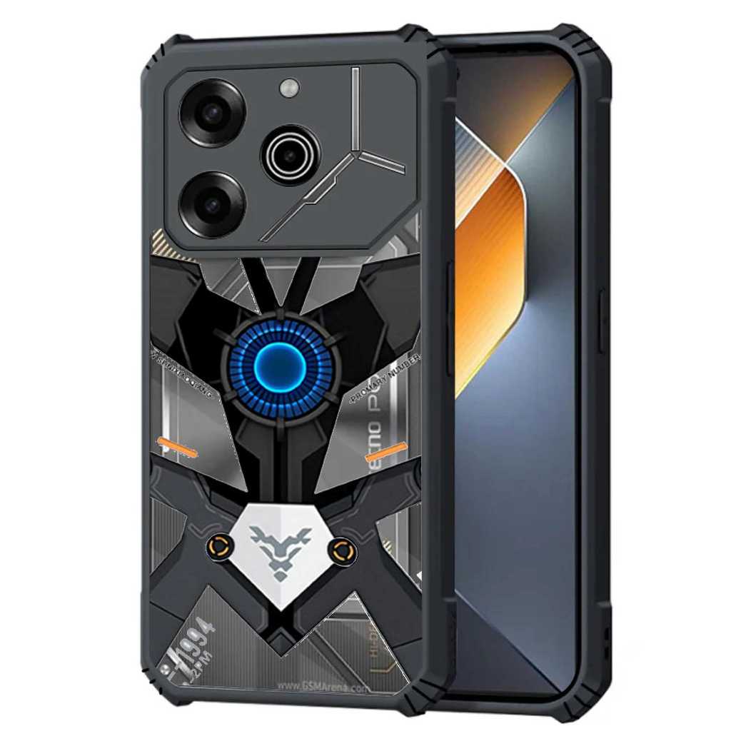 เคสโทรศัพท์สําหรับ Tecno Pova 6 5 4 Pro Neo 3 2 กรณีอะคริลิคใสสีดําสีขาว Mecha ฝาครอบ