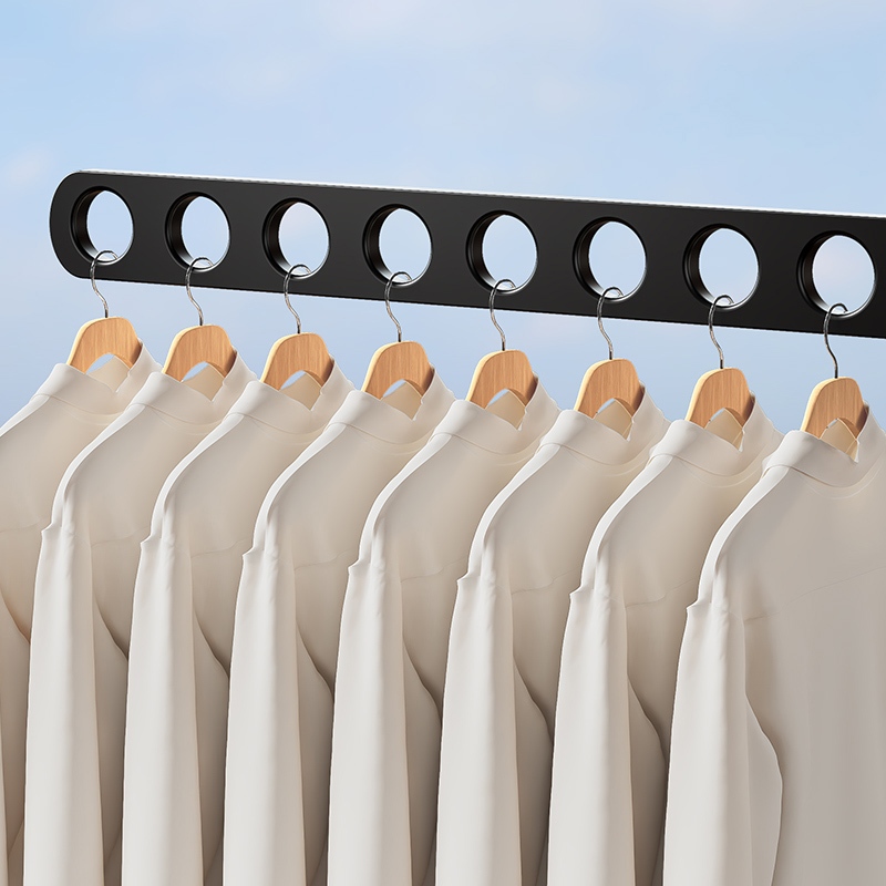 Yisstiee ราวตากผ้า No-punch สีดําหรือสีขาว พร้อมลูกปืนแข็งแรง กันน้ํา ไม่เป็นสนิม และติดตั้งง่าย - รูปที่ 4