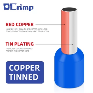 100PCS VE ยุโรปสายไฟ Terminal Pin หลอดสายไฟ E7508 E2508 E1008 E1508 ฉนวน Ferrules Connector บล็อกสายไฟ End Crimping