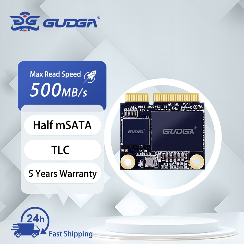 GUDGA mSATA ครึ่งขนาด 128GB 256GB 512GB 1TB SSD ฮาร์ดไดรฟ์ครึ่งขนาด mSATA SSD SATA ภายใน Solid State