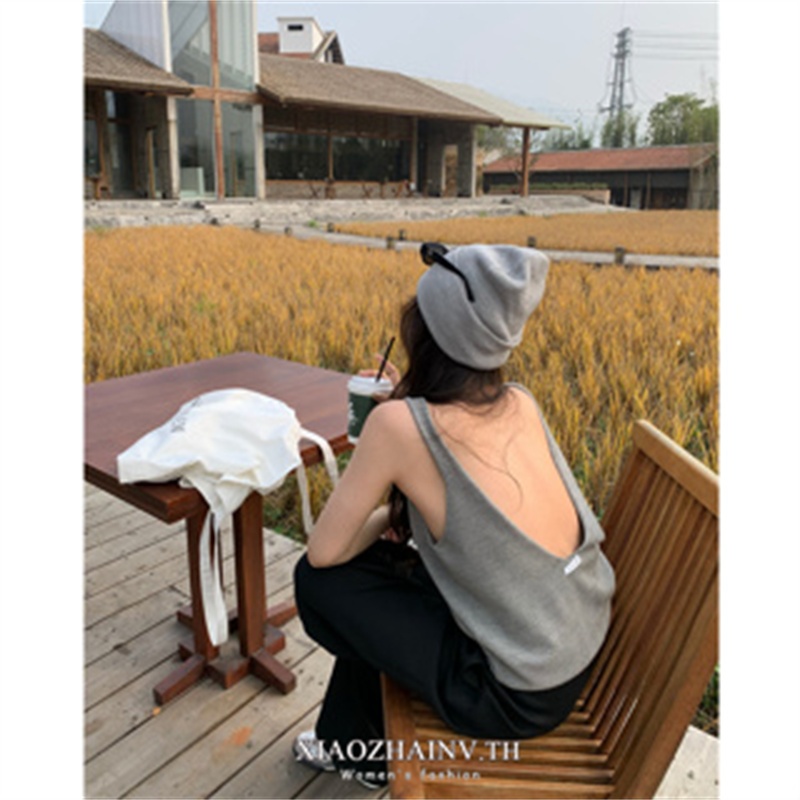 Xiaozhainv เสื้อกั๊กแขนกุด ทรงหลวม ขนาดใหญ่ ออกแบบดี เปิดหลัง สําหรับผู้หญิง