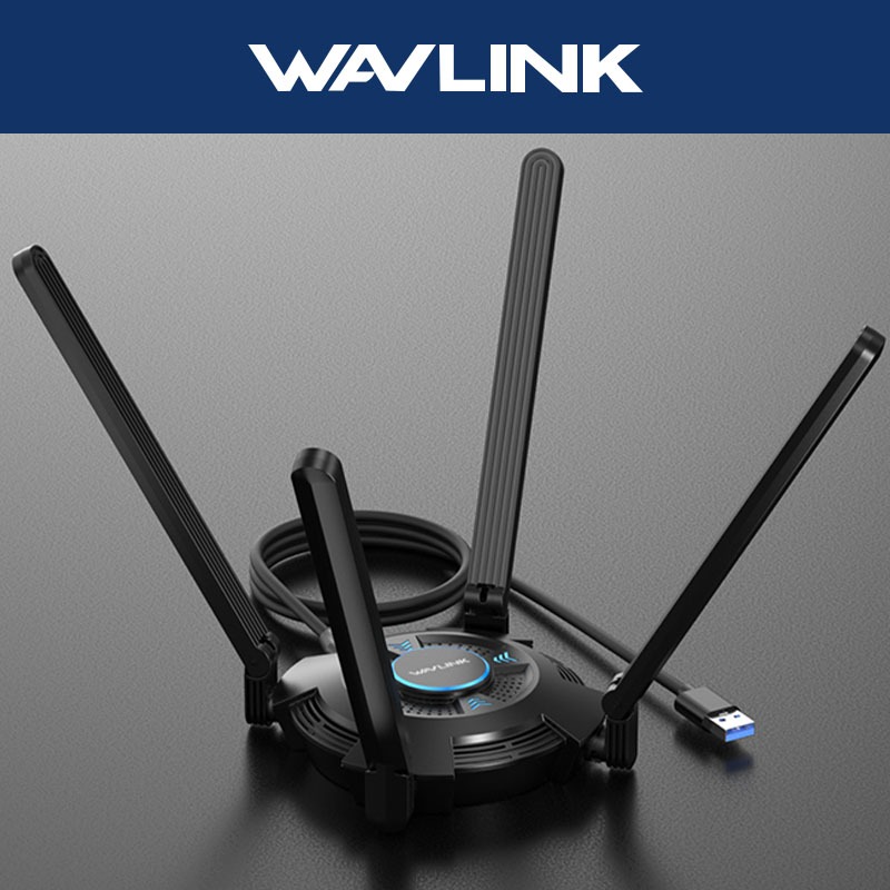 Wavlink อะแดปเตอร์เสาอากาศ WiFi 6E Triple Band WiFi USB 4 เสาอากาศ USB ไร้สาย