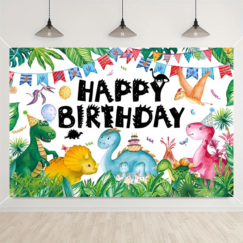 150 * 100 ซม. สุขสันต์วันเกิด ฉากหลังไวนิล แบนเนอร์ ไดโนเสาร์ ฉากหลังเด็กผู้ชาย วันเกิด พื้นหลัง ตกแต่งปาร์ตี้ อุปกรณ์งานเลี้ยง