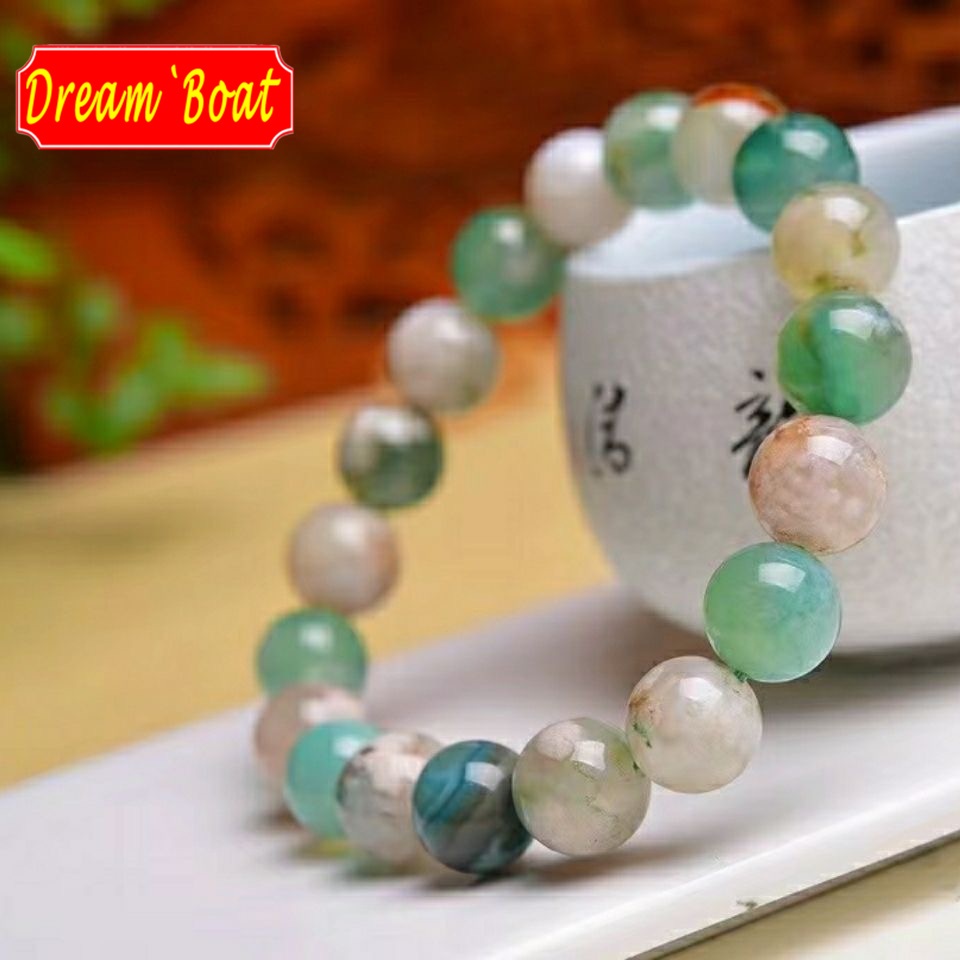 Green Flower Agate Natural Crystal Stone Bracelet ดอกไม้สีเขียวอาเกตสร้อยข้อมือคริสตัลธรรมชาติ,ลูกปัดคริสตัล,สร้อยข้อมือผู้หญิง/ผู้ชาย,สร้อยข้อมืออัญมณี,สร้อยข้อมือฮวงจุ้ย,สร้อยข้อมือหินธรรมชาติ,แฟชั่นแ