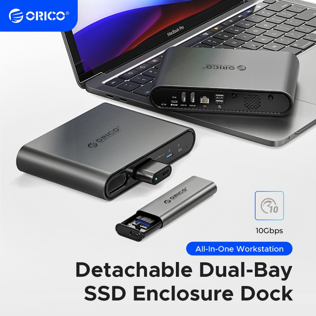 ฮับ USB C 3.2 Orico 11-in-1, สถานีเชื่อมต่อตู้ M.2 SSD พร้อมอินเทอร์เฟซ USB-A, Type-C, 4k@60Hz HDMI,