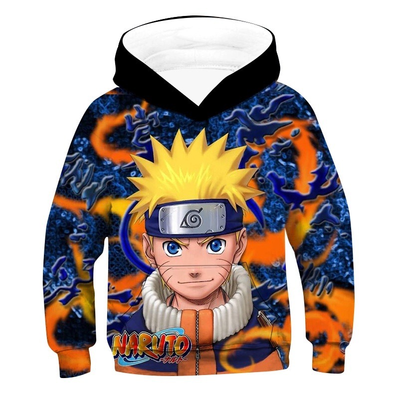 เสื้อกันหนาวลําลอง มีฮู้ด พิมพ์ลายนารูโตะ Uzumaki สําหรับเด็กผู้ชาย และเด็กผู้หญิง