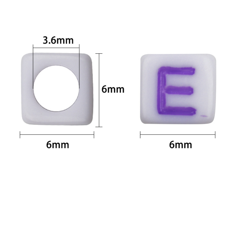 ลูกปัดตัวอักษรภาษาอังกฤษ ทรงสี่เหลี่ยม ขนาดใหญ่ 6×6 มม. สีขาว 100 ชิ้น DIY ราคา ถูกที่สุด ดีลบีเคเค แกลเลอรีภาพที่ 2