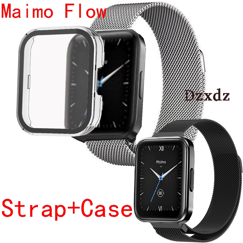 เคส Maimo Flow สายนาฬิกาข้อมือ สเตนเลส โลหะ สําหรับ Maimo Flow Smart Watch เปลือกแข็ง กระจก ป้องกันหน้าจอ ฟิล์ม สมาร์ทวอทช์ กรอบเคส กันชน ฝาครอบ อุปกรณ์เสริมสมาร์ท