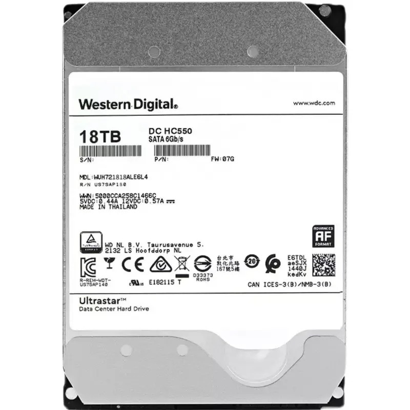 Wd Ultrastar 10TB 12TB 14TB 16TB 18TB 20TB 22TB Enterprise Hard Drive 7200 RPM 512e SATA 6 กิกะไบต์/วินาที 512MB แคชฮาร์ดไดรฟ์ภายใน