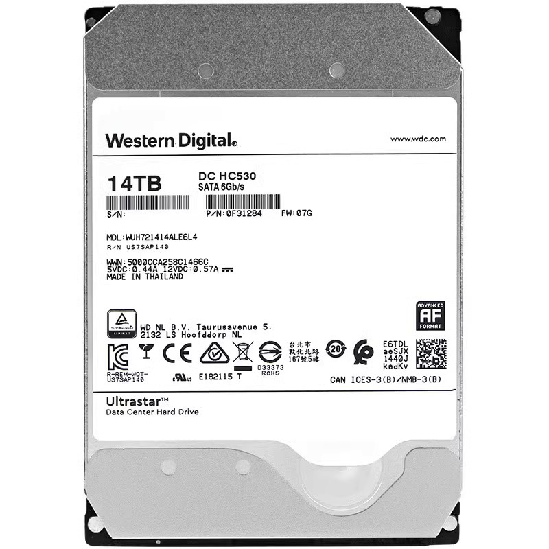 Wd Ultrastar 10TB 12TB 14TB 16TB 18TB 20TB 22TB Enterprise Hard Drive 7200 RPM 512e SATA 6 กิกะไบต์/วินาที 512MB แคชฮาร์ดไดรฟ์ภายใน