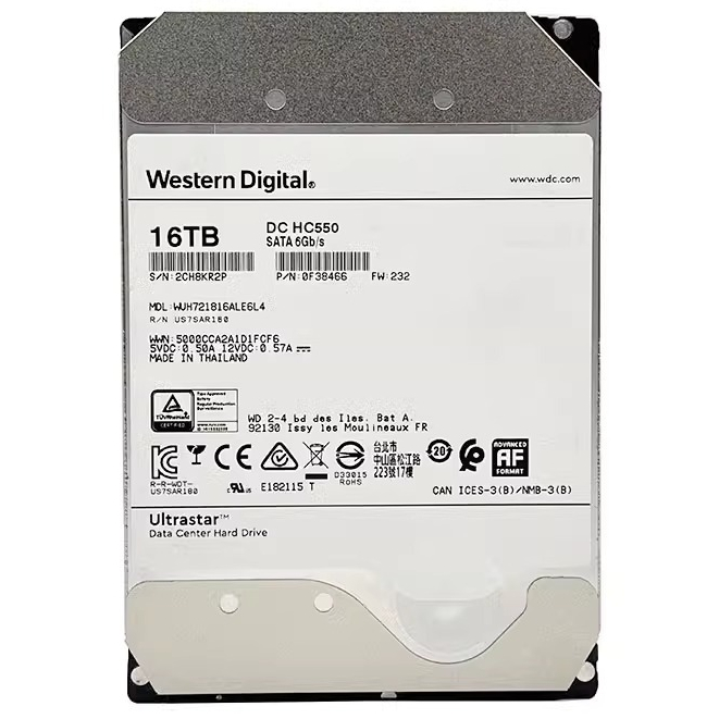 Wd Ultrastar 10TB 12TB 14TB 16TB 18TB 20TB 22TB Enterprise Hard Drive 7200 RPM 512e SATA 6 กิกะไบต์/วินาที 512MB แคชฮาร์ดไดรฟ์ภายใน