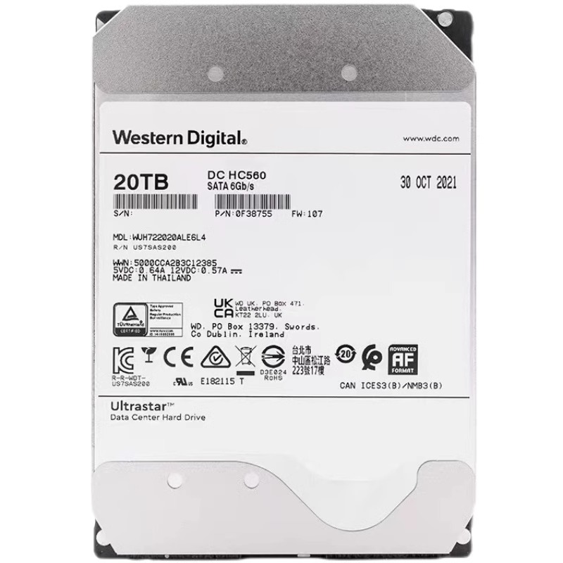 Wd Ultrastar 10TB 12TB 14TB 16TB 18TB 20TB 22TB Enterprise Hard Drive 7200 RPM 512e SATA 6 กิกะไบต์/วินาที 512MB แคชฮาร์ดไดรฟ์ภายใน