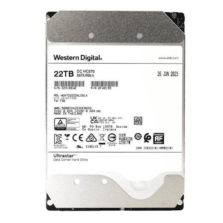 Wd Ultrastar 10TB 12TB 14TB 16TB 18TB 20TB 22TB Enterprise Hard Drive 7200 RPM 512e SATA 6 กิกะไบต์/วินาที 512MB แคชฮาร์ดไดรฟ์ภายใน