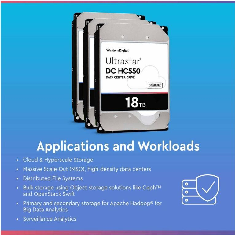 Wd Ultrastar 10TB 12TB 14TB 16TB 18TB 20TB 22TB Enterprise Hard Drive 7200 RPM 512e SATA 6 กิกะไบต์/วินาที 512MB แคชฮาร์ดไดรฟ์ภายใน