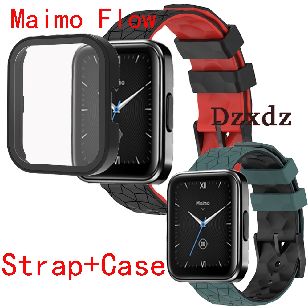 เคส Maimo Flow สายนาฬิกาข้อมือซิลิโคน สําหรับ Maimo Flow Smart Watch Strap wristband For Maimo Watch Flow Hard Edge Shell Glass Screen Protector Film Smartwatch Frame Case Bumper Cover Smart อุปกรณ์เสริม