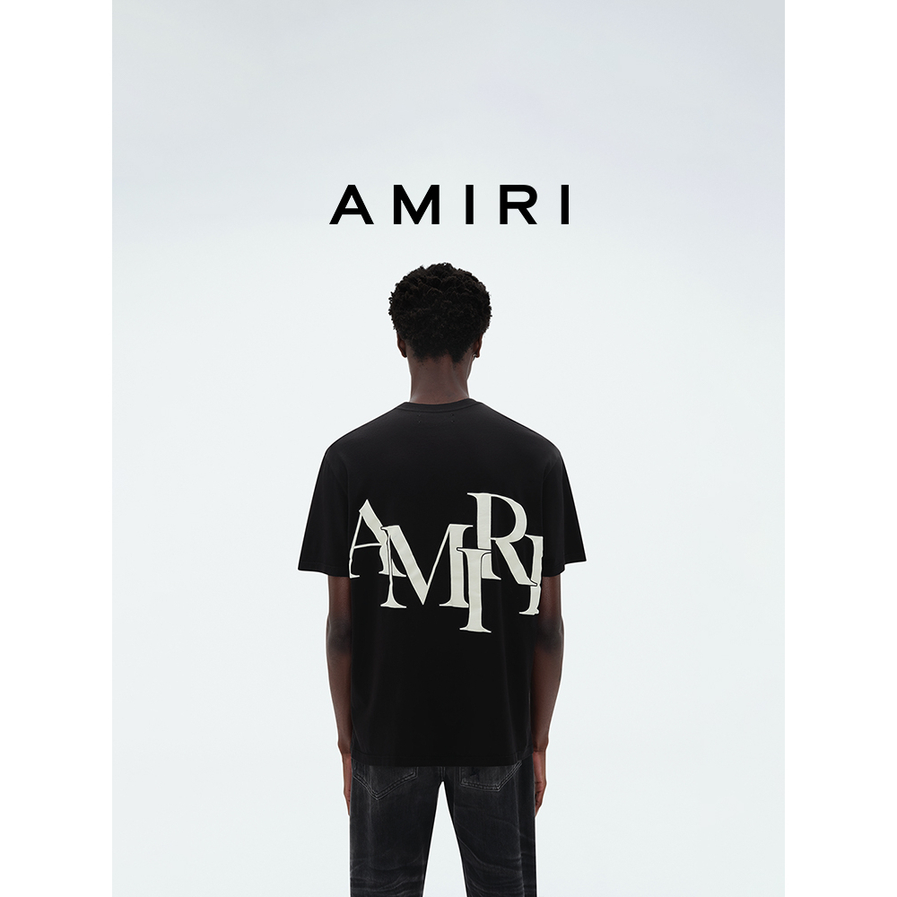 เสื้อยืด ผ้าฝ้าย พิมพ์ลายตัวอักษร Amiri ด้านหลัง สําหรับผู้ชาย
