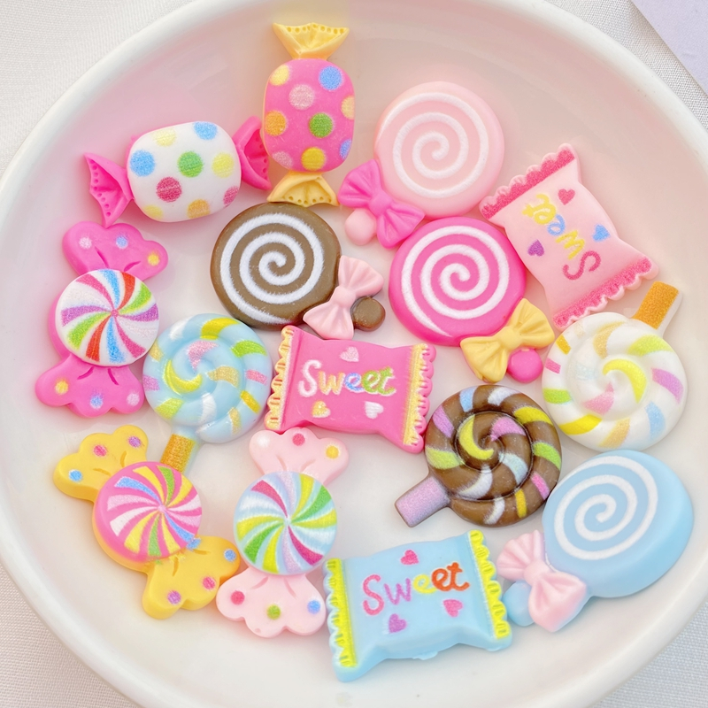 กิ๊บติดผมเรซิ่น ลายการ์ตูนอมยิ้มน่ารัก แฮนด์เมด DIY เครื่องประดับผม 20 ชิ้น
