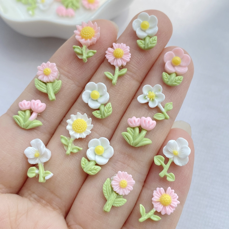 ขายดี ดอกไม้เรซิ่น หลากสี สําหรับตกแต่งเล็บ 30 ชิ้น ต่อชุด