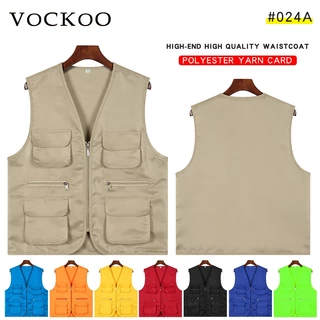 Vockoo#Overalls Vest Casual All-Match เสื ้ อแจ ็ คเก ็ ตแขนกุด Multi-Pocket Vest กิจกรรมกลางแจ ้ ง Multifunctional Military Uni