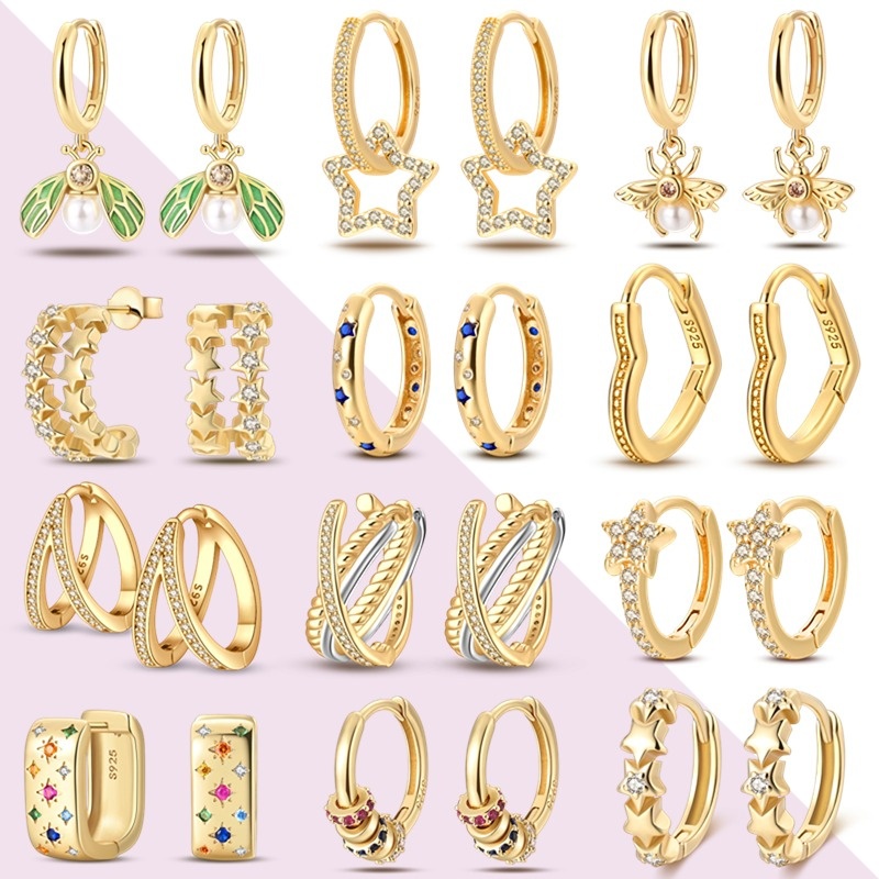 สไตล์ใหม่ ต่างหูเงินแท้ 925 ประดับเพทาย รูปผึ้ง คลาสสิก เครื่องประดับ สําหรับผู้หญิง 2024