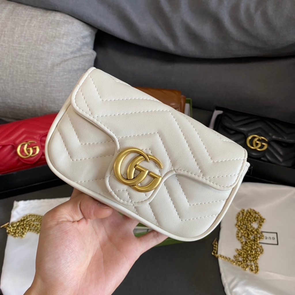 Gucci GG Marmont series กระเป๋าถือ กระเป๋าสะพายไหล่ สะพายข้าง สายโซ่ ขนาดเล็ก ของแท้ 100% สําหรับผู้หญิง (พร้อมกล่อง)