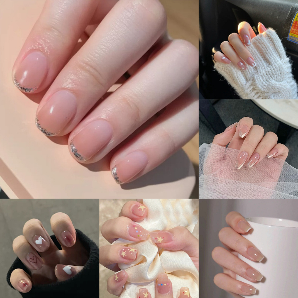 (พร้อมส่ง) เล็บปลอม กันน้ํา 24 ชิ้น ต่อกล่อง เล็บปลอมสําเร็จรูป 50 รุ่นให้เลือก