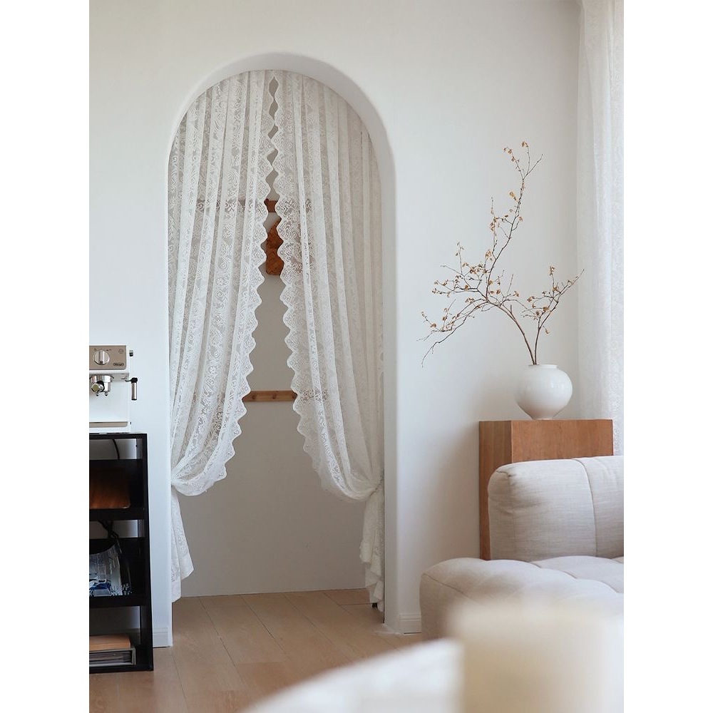 แนะนำ ผ้าม่าน ผ้าม่านโปร่งลูกไม้สีขาวกับม่านมุกม่านแสงสําหรับห้องนั่งเล่นหรูหราโรแมนติกหน้าต่าง สกปรก พร้อมสต็อก ราคาพิเศษ มีเก็บเงินปลายทาง