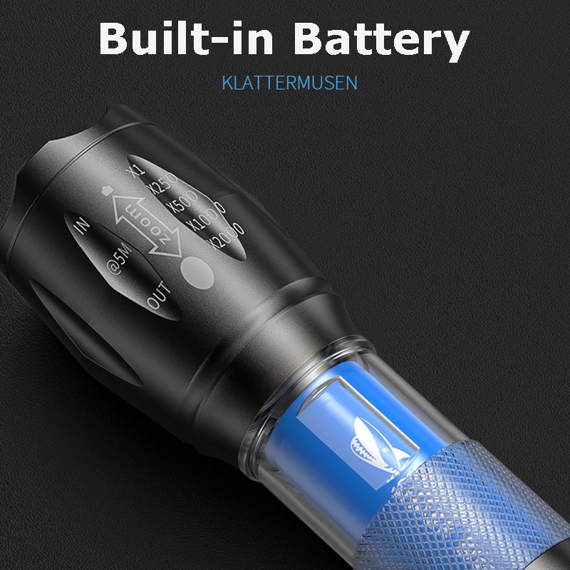 SmilingShark SD1003 ไฟฉาย LED XPE ไฟฉายแบบพกพา ซุปเปอร์ไบรท์ ซูมได้ 3 โหมดแสงจ้า USB ชาร์จใหม่ได้ กันน้ำสำหรับของขวัญในครัวเรือนตั้งแคมป์กลางแจ้ง — صورة 6