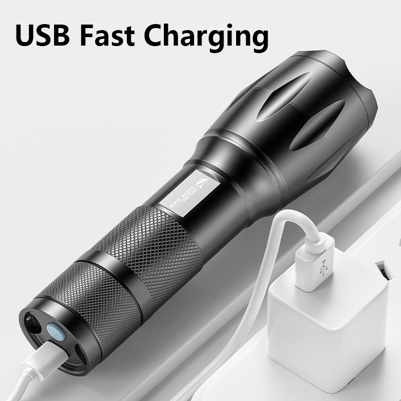 SmilingShark SD1003 ไฟฉาย LED XPE ไฟฉายแบบพกพา ซุปเปอร์ไบรท์ ซูมได้ 3 โหมดแสงจ้า USB ชาร์จใหม่ได้ กันน้ำสำหรับของขวัญในครัวเรือนตั้งแคมป์กลางแจ้ง — صورة 8