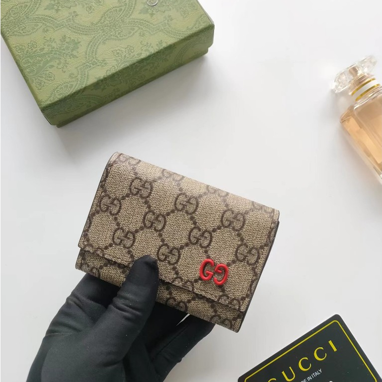 Gucci ของแท้ 100% กระเป๋าสตางค์ ใส่บัตรได้ คุณภาพสูง แฟชั่นสําหรับสตรี