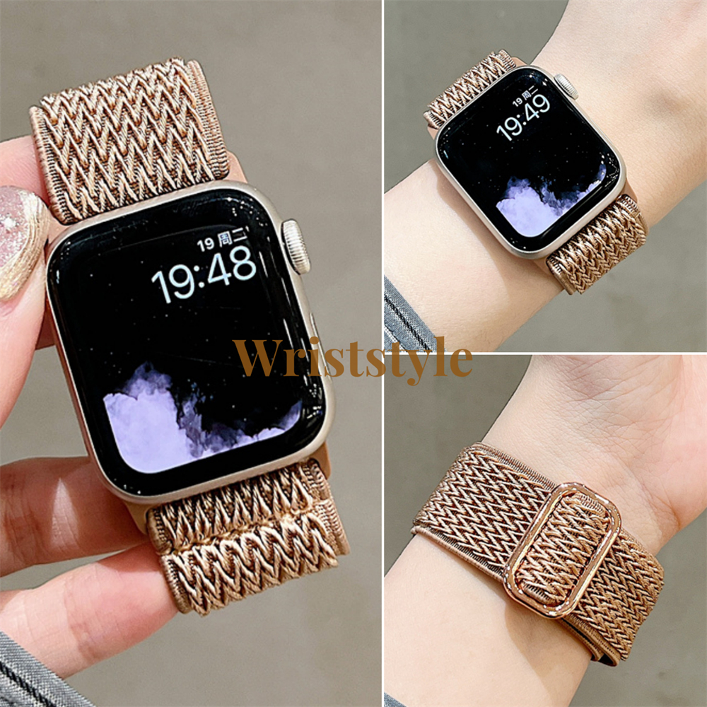 สายนาฬิกาข้อมือไนล่อน แบบนิ่ม ยืดหยุ่น ปรับความยาวได้ สําหรับ Apple Watch S9 8 7 6 5 4 3 2 1 SE2 ULTRA iWatch 49 มม. 45 44 42 41 40 38