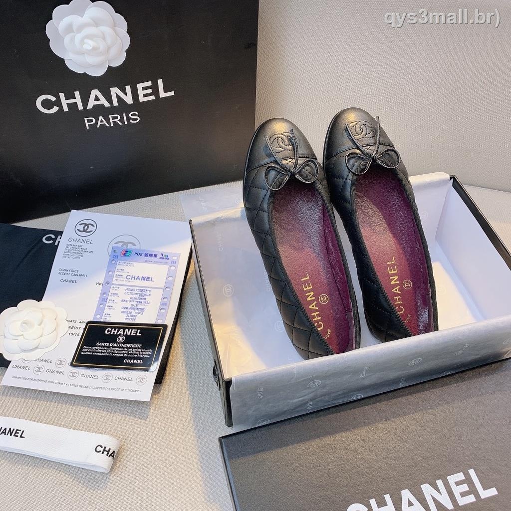 [EUR Size] Chanel 2024 รองเท้าบัลเล่ต์ ส้นแบน หัวกลม ประดับโบว์ เข้ากับทุกชุด สําหรับผู้หญิง