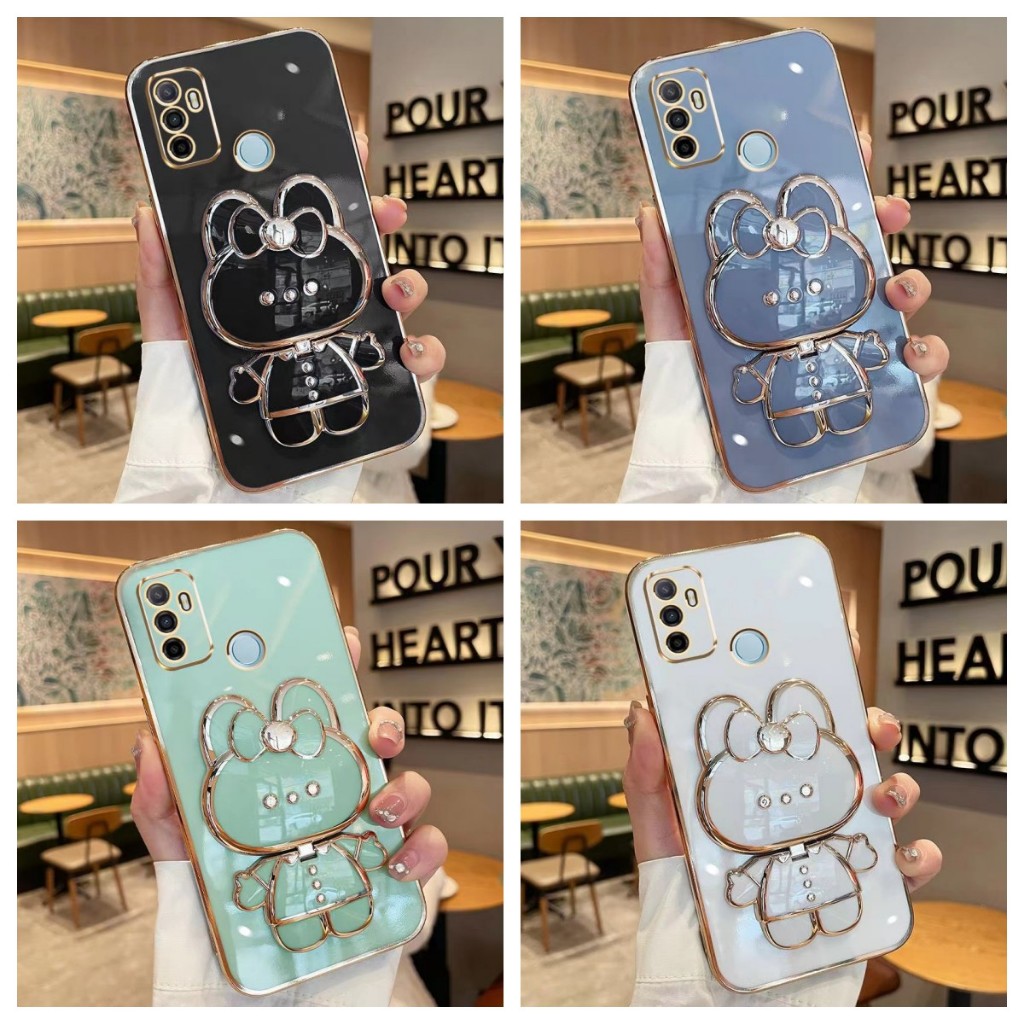 เคส Honor X6A X8A X8B X7B X7A X9A 5G ขอบตรง Electroplated กระต่ายยืนกรณีโทรศัพท์