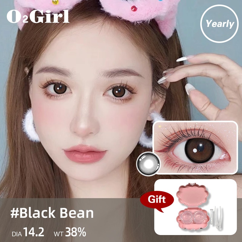 O2Girl คอนแทคเลนส์ Mini 2 ชิ้น 14.2 สีดำ มม. บิ๊กอายแว่นตาสายตาสั้นแต่งหน้าผลิตภัณฑ์ความงามเลนส์
