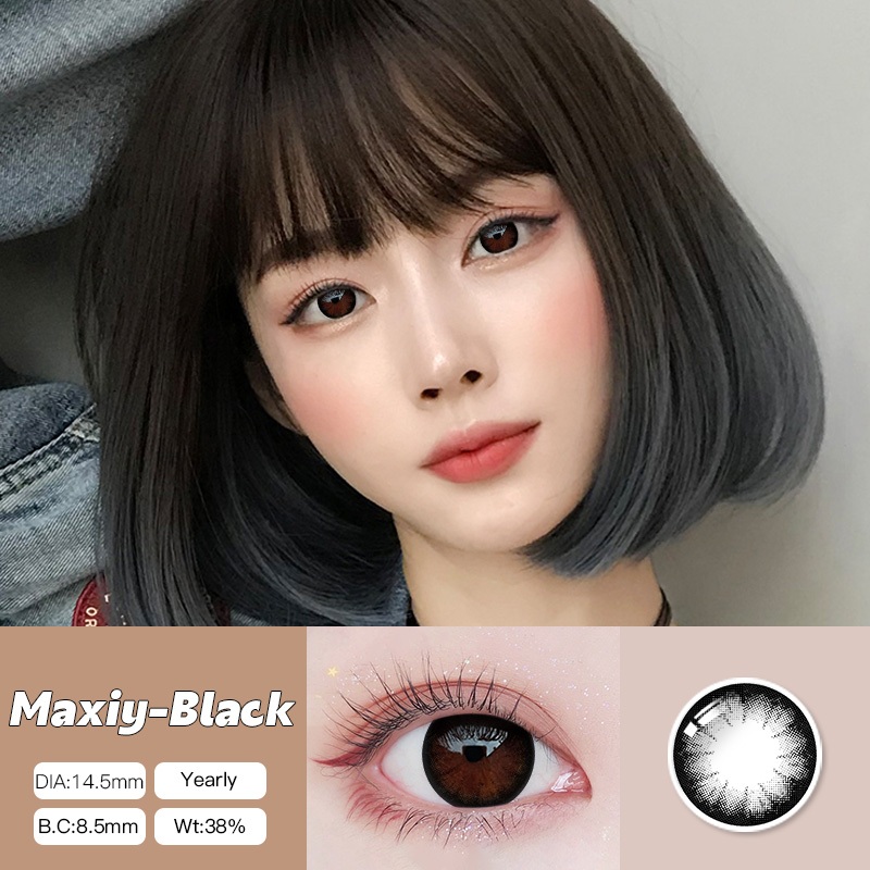 O2Girl คอนแทคเลนส์ Mini 2 ชิ้น 14.5 สีดำ มม. บิ๊กอายแว่นตาสายตาสั้นแต่งหน้าผลิตภัณฑ์ความงามเลนส์(0-8