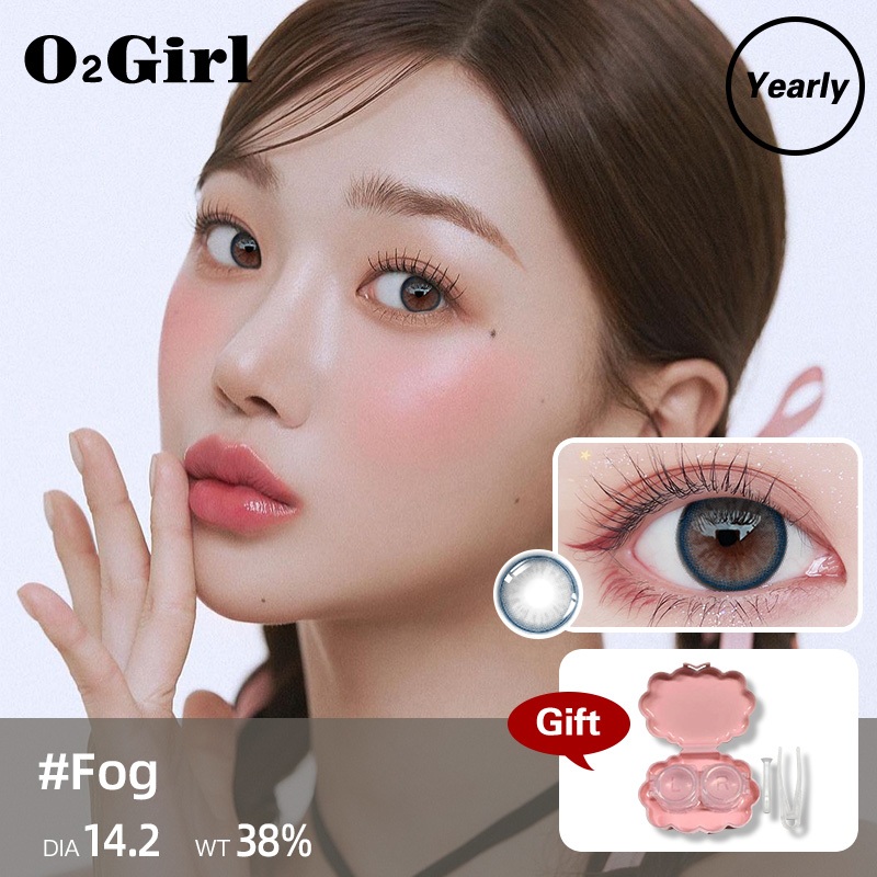O2Girl คอนแทคเลนส์ Mini 2 ชิ้น 14.2 สีน้ำเงินมม. บิ๊กอายแว่นตาสายตาสั้นแต่งหน้าผลิตภัณฑ์ความงามเลนส์
