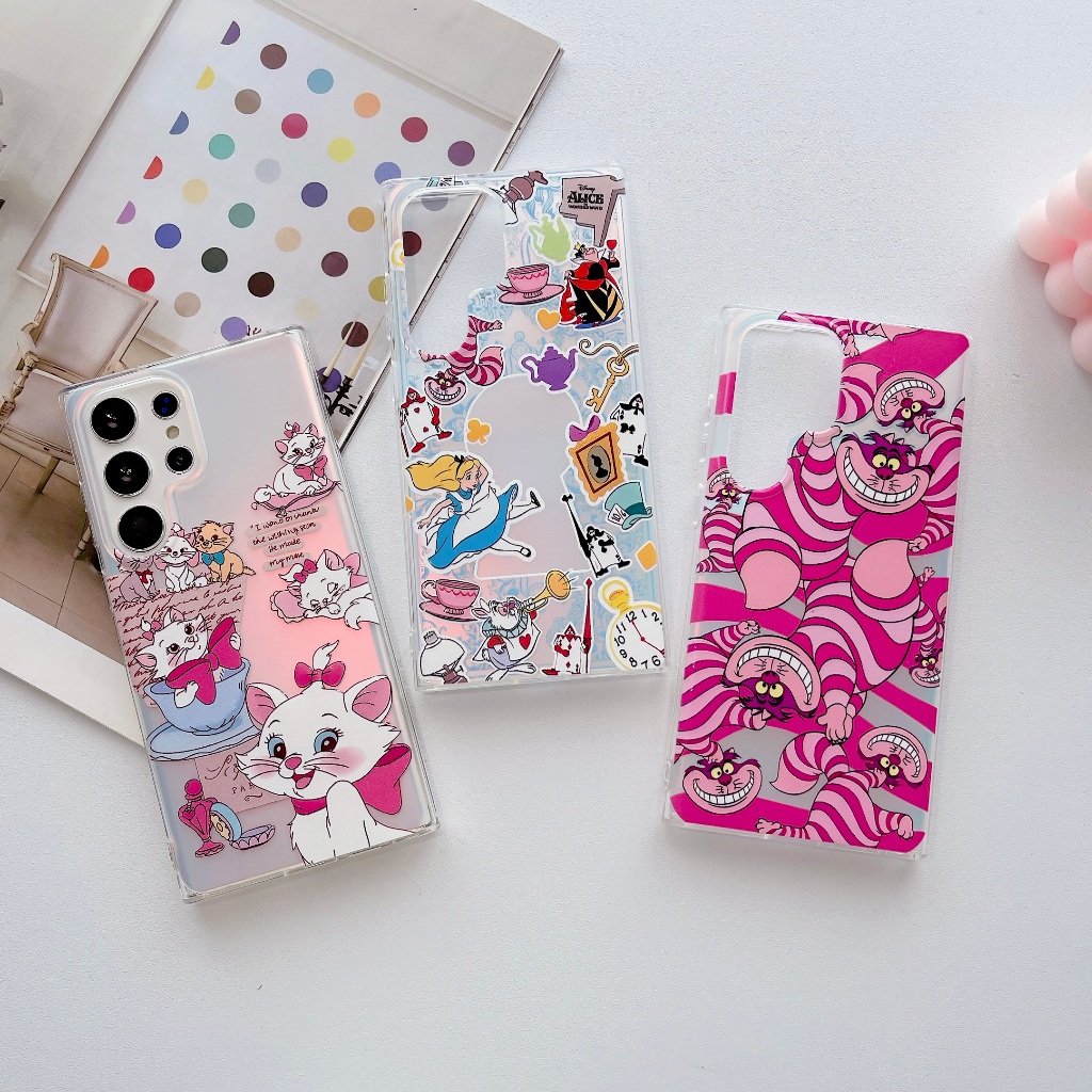 การ์ตูนน่ารัก อลิซ แมรี่แคท เคส Samsung Galaxy S24 Ultra S24 Plus S24 S23 Ultra S23 Plus S23FE S22Ultra S22Plus S22 A52 A53 A54 A55 A14 A15 A23 A34 A05 A05S 5G Case เคสโทรศัพท์ใหม่ สองด้าน IMD ป้องกันการตก เคสมือถือซัมซุง