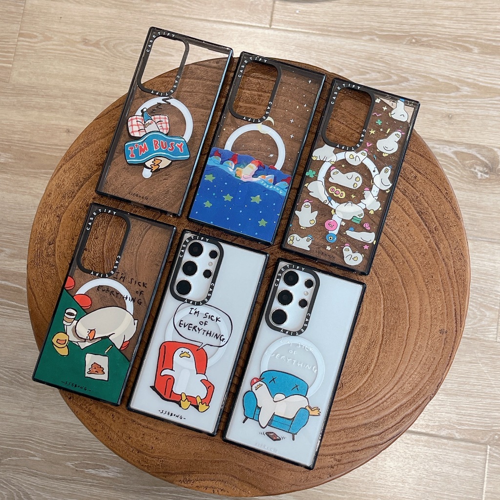 การ์ตูน ลูกเป็ดขี้เหร่ รองรับ Magnetic ซองโทรศัพท์ Samsung Galaxy S24 Ultra S24 Plus S24 S23 Ultra S22Ultra Case เคสโทรศัพท์ใหม่ ภาษาอังกฤษด้านข้าง ความโปร่งใส แผ่นหลังอะคริลิค TPU ขอบนุ่มป้องกันการตก เคสมือถือซัมซุง