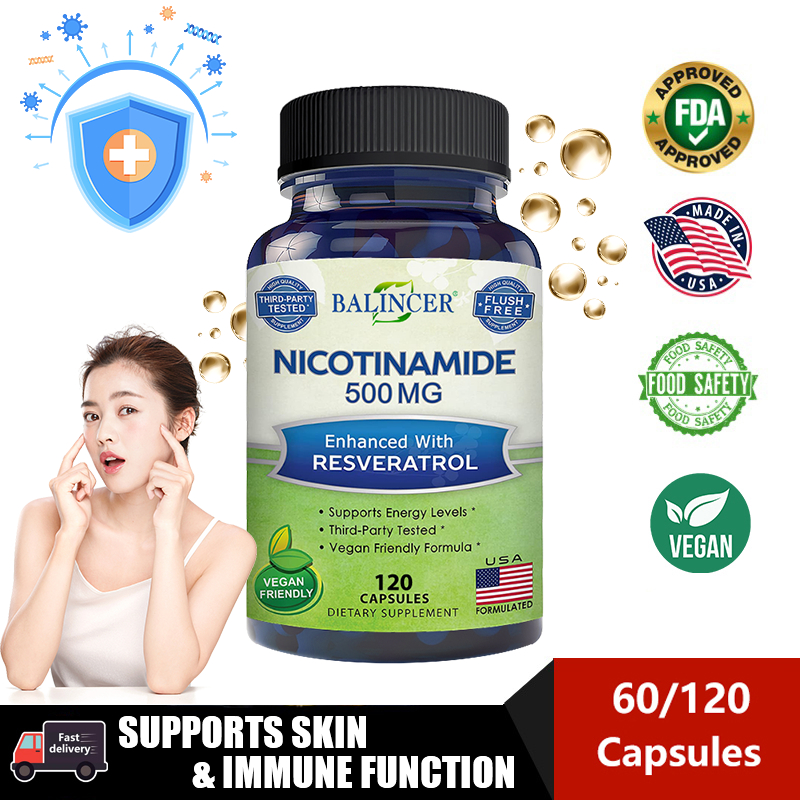 Balincer Niacinamide & Resveratrol - แคปซูลมังสวิรัติ 120 แคปซูล - รองรับผิวเซลล์ สุขภาพ และพลังงาน - ต้านอนุมูลอิสระ