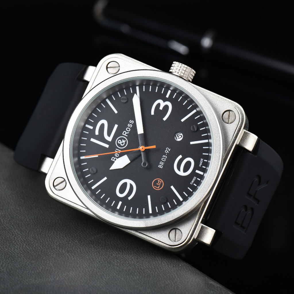 Bell &amp; ROSS BELL &amp; ROSS สายนาฬิกาข้อมือ สายยางสเตนเลส สไตล์ธุรกิจ แฟชั่นเรียบง่าย สําหรับผู้ชาย Swiss Watch 5