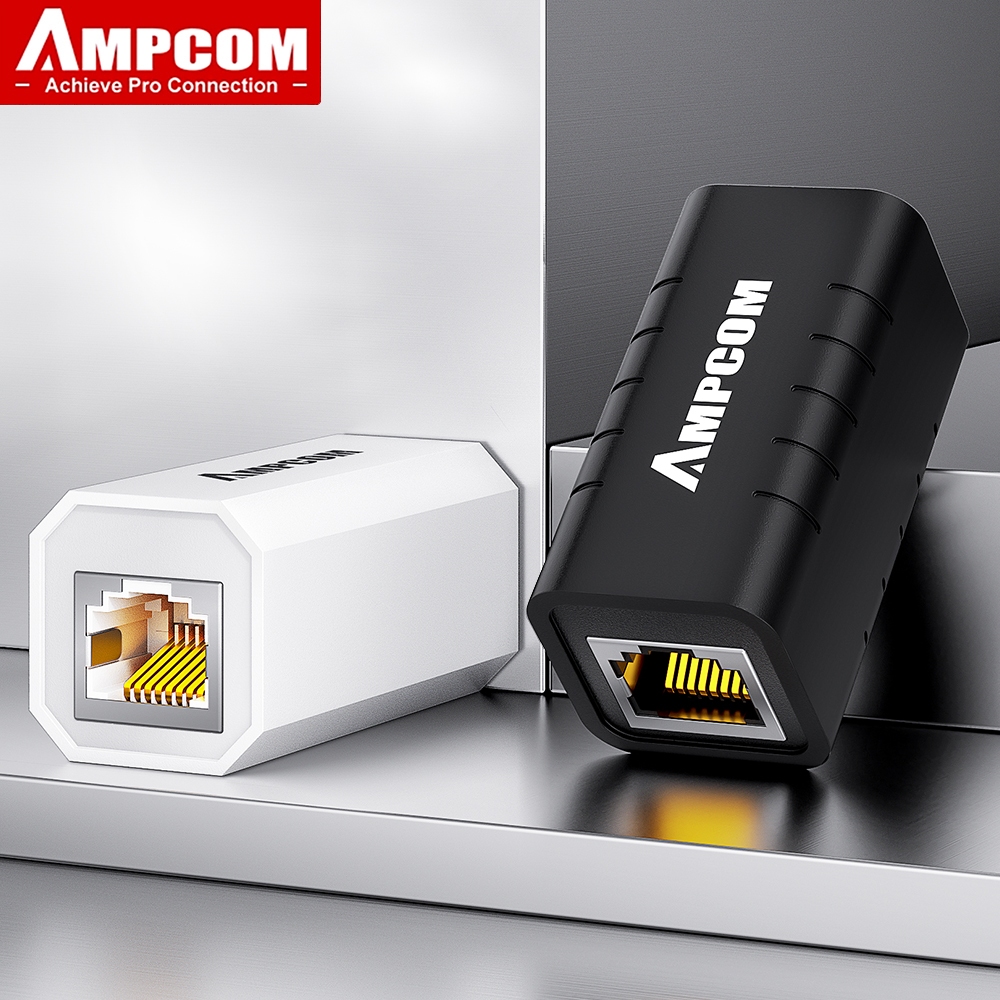 Ampcom RJ45 อะแดปเตอร์อีเธอร์เน็ต 8P8C หญิง Extender LAN เชื่อมต่ออินไลน์ Cat6a / Cat6 / Cat5e สายอี